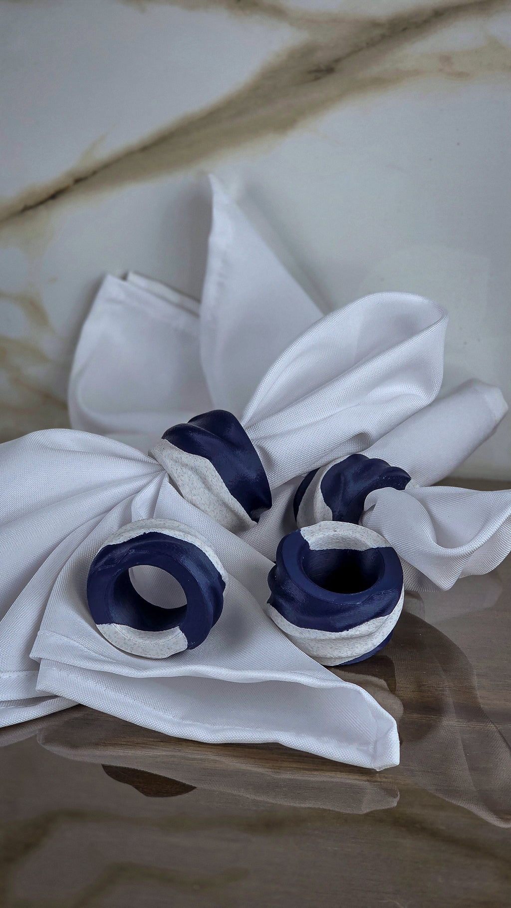 "The Tethers" Modern Napkin Rings for Elegant Tabletop Accents Set