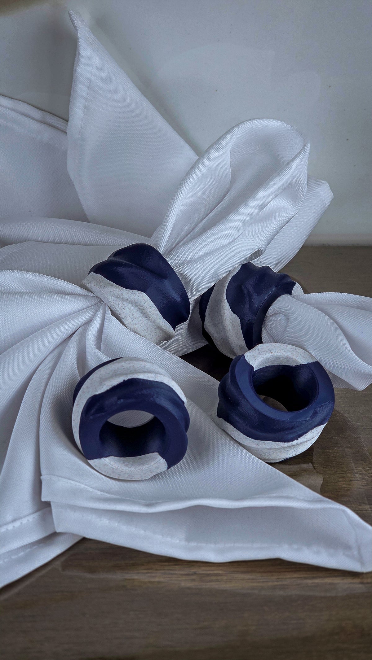 "The Tethers" Modern Napkin Rings for Elegant Tabletop Accents Set