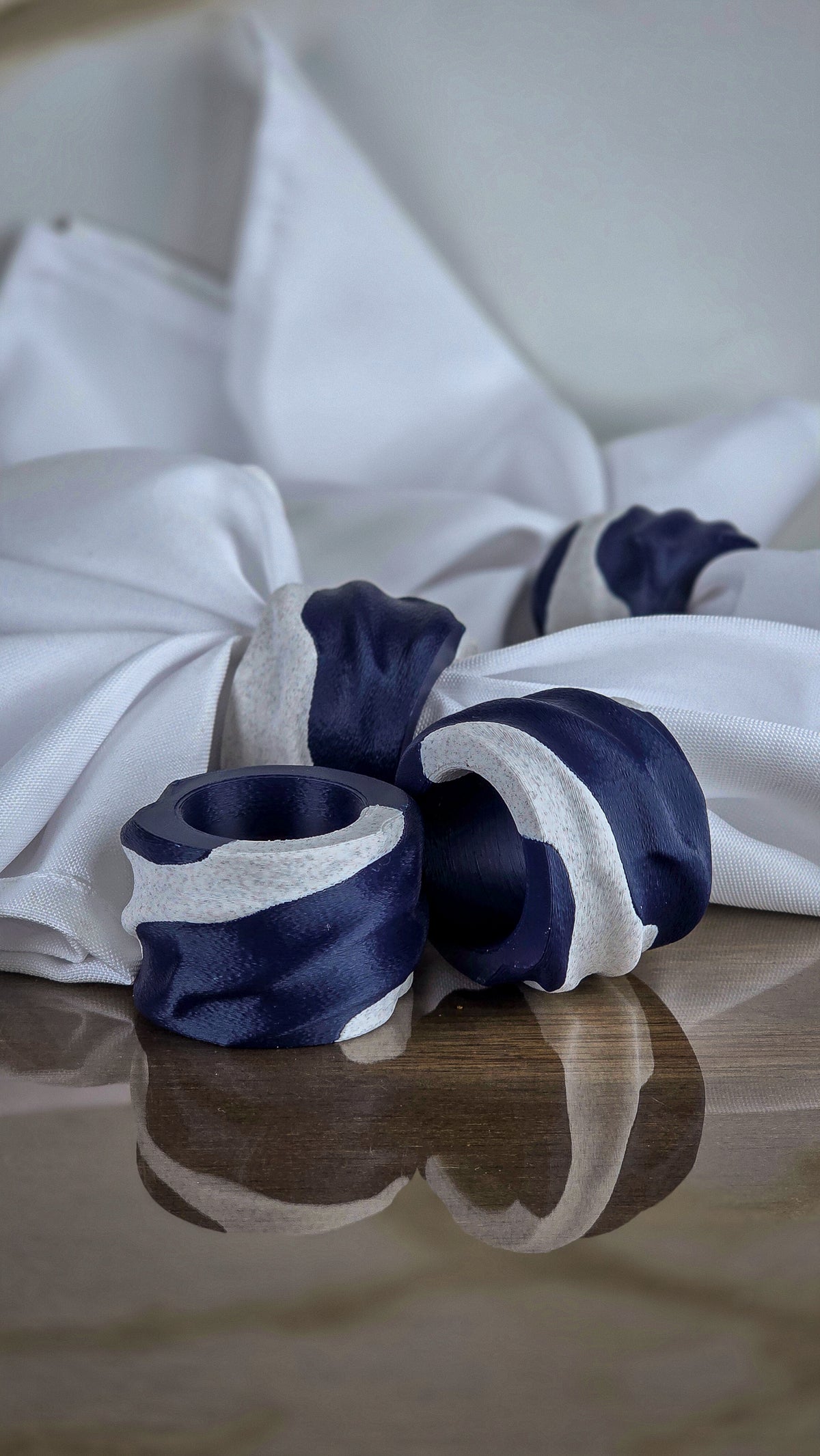 "The Tethers" Modern Napkin Rings for Elegant Tabletop Accents Set