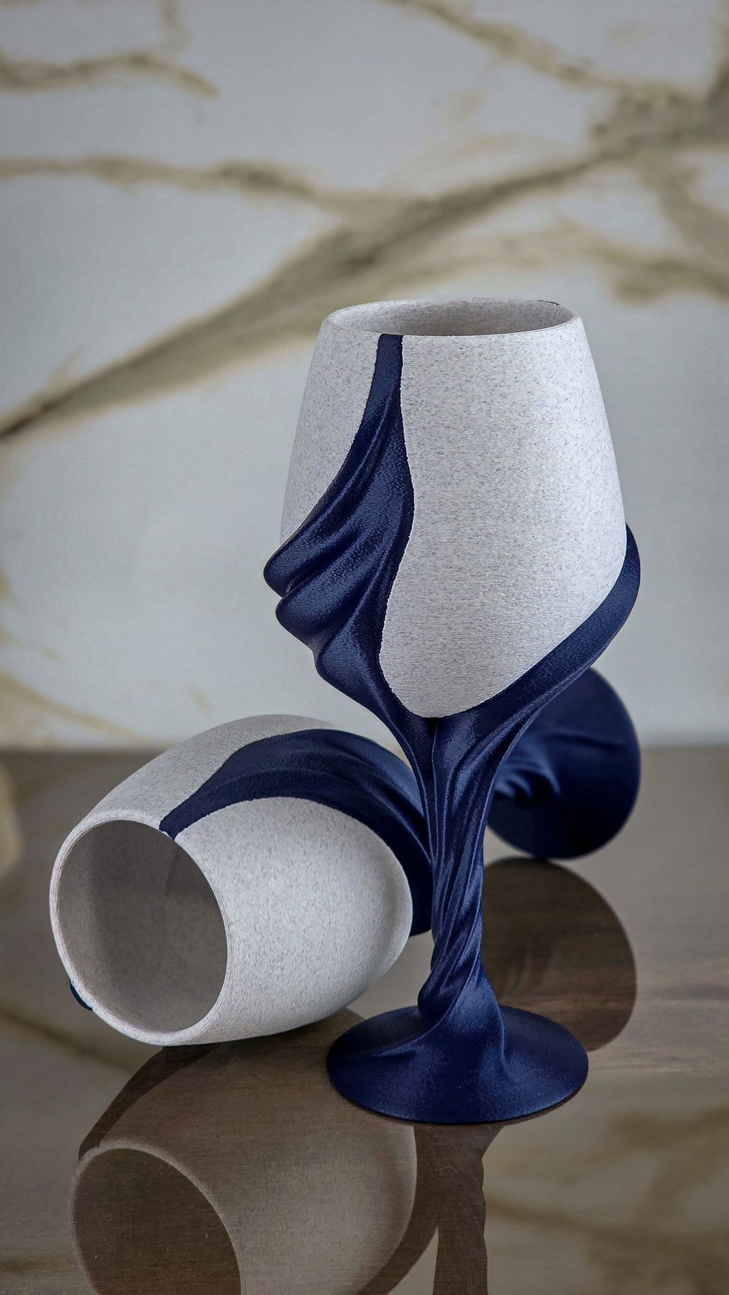 "The Plunge" Sculptural Glasses Set and Modern Geometric Art