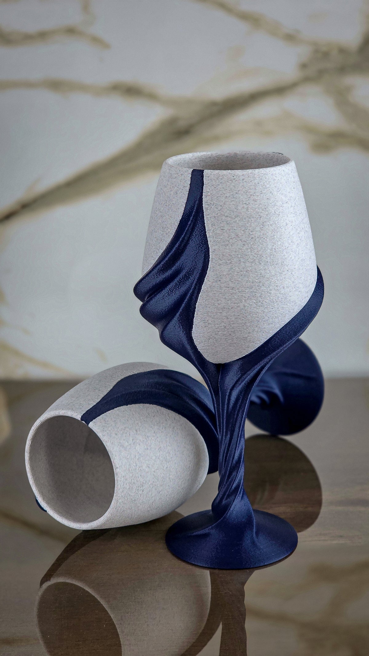 "The Plunge" Sculptural Glasses Set and Modern Geometric Art