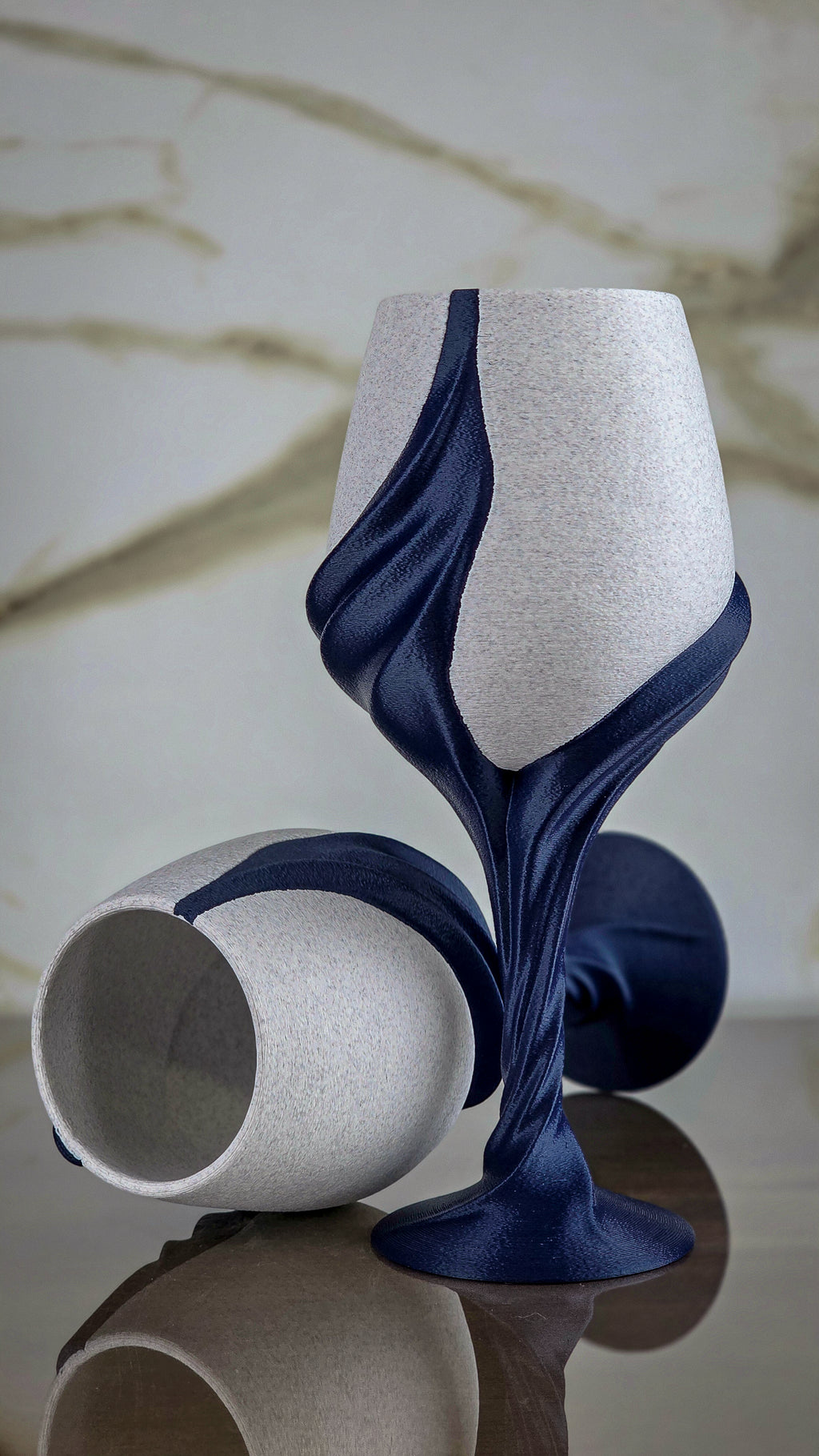 "The Plunge" Sculptural Glasses Set and Modern Geometric Art
