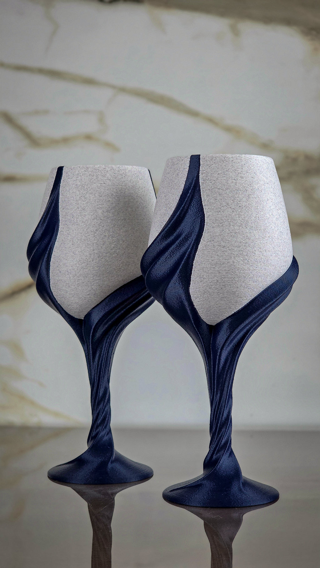 "The Plunge" Sculptural Glasses Set and Modern Geometric Art