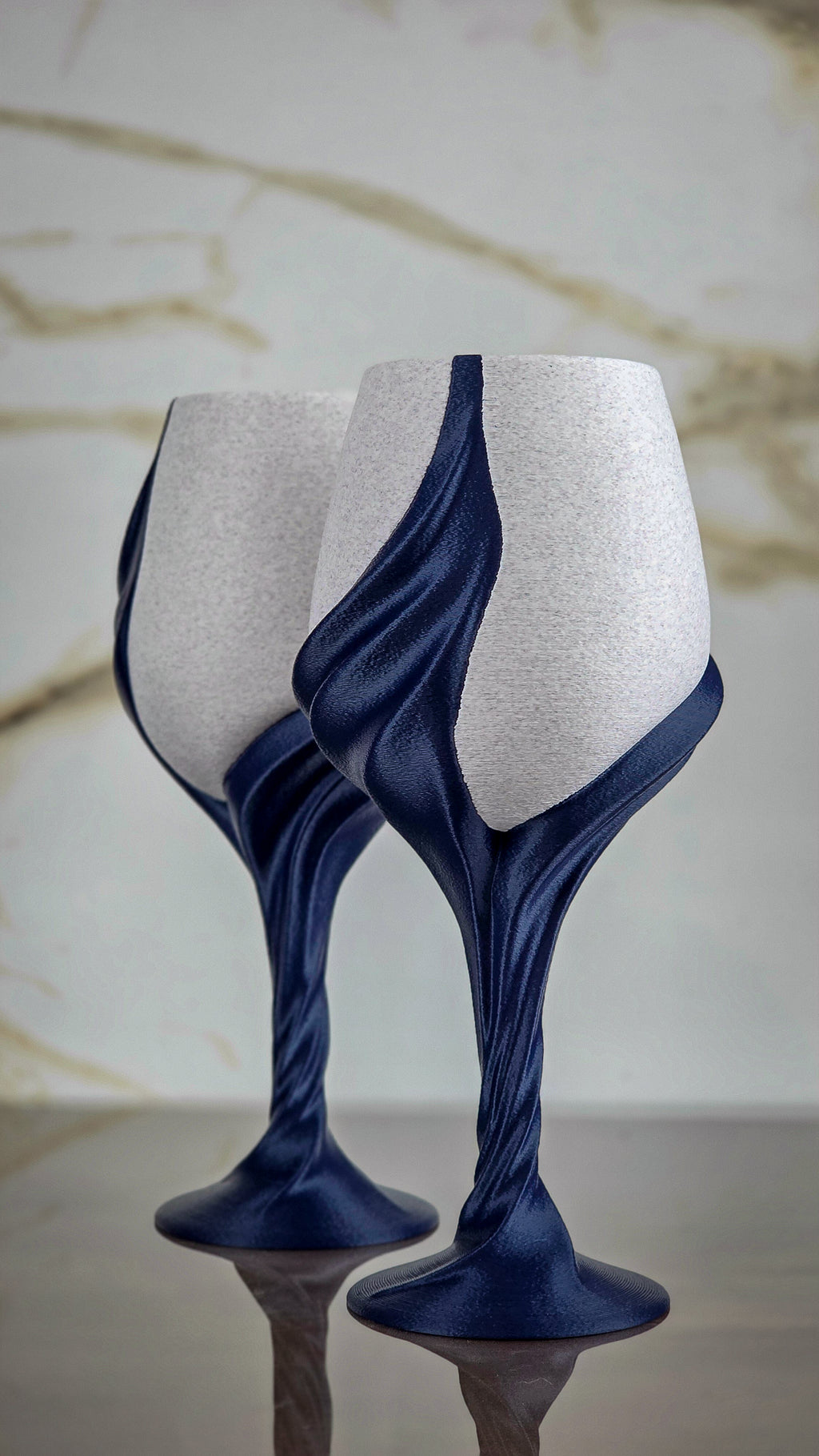"The Plunge" Sculptural Glasses Set and Modern Geometric Art