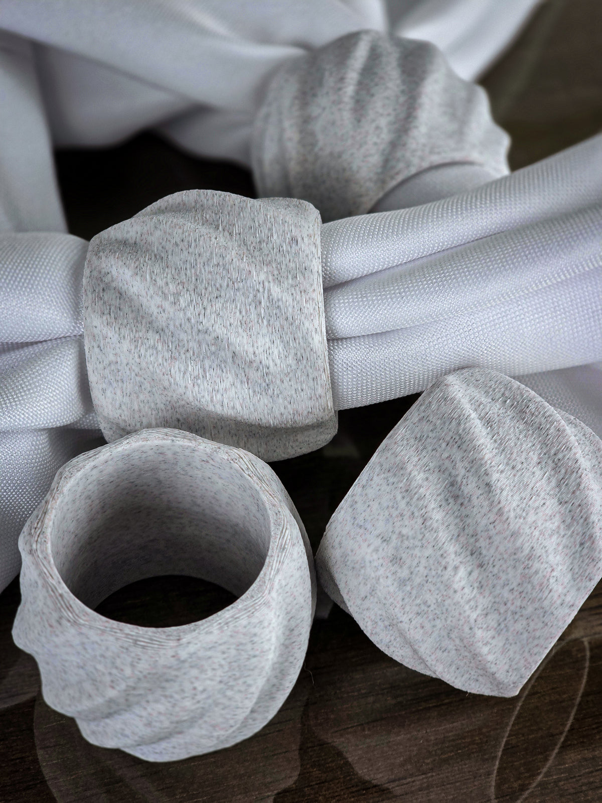 "The Tethers" Modern Napkin Rings for Elegant Tabletop Accents Set