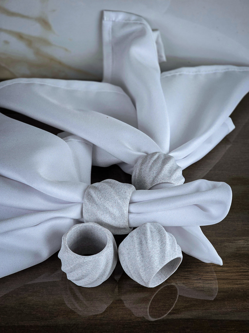 "The Tethers" Modern Napkin Rings for Elegant Tabletop Accents Set
