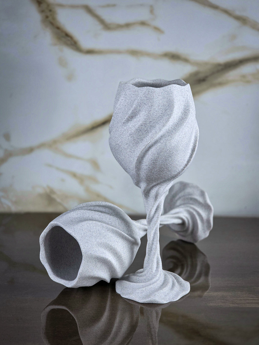 "The Plunge" Sculptural Glasses Set and Modern Geometric Art