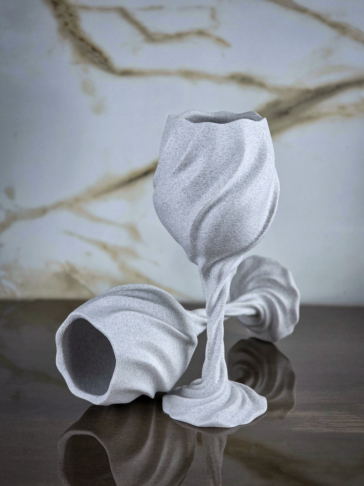 "The Plunge" Sculptural Glasses Set and Modern Geometric Art