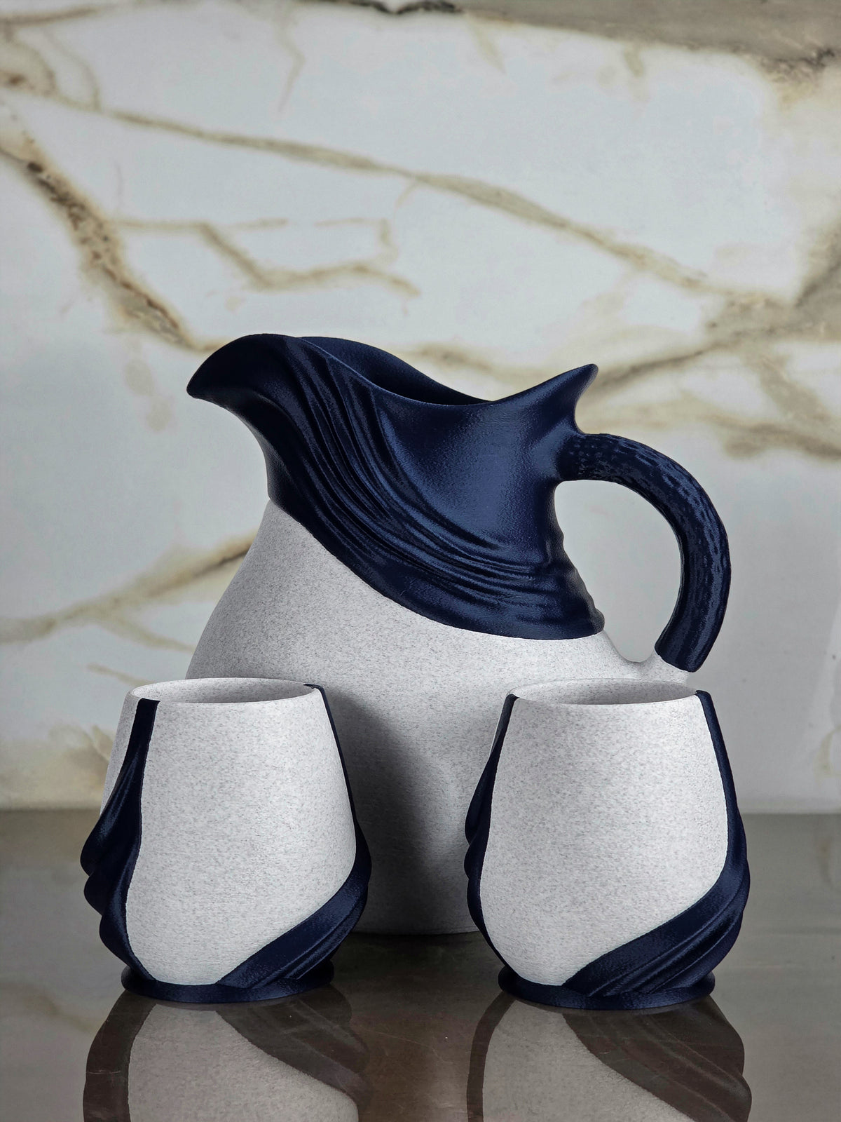 "The Rendezvous Set" Sculptural Pitcher and Lowball Glasses Set Luxury Home Decor Bundle