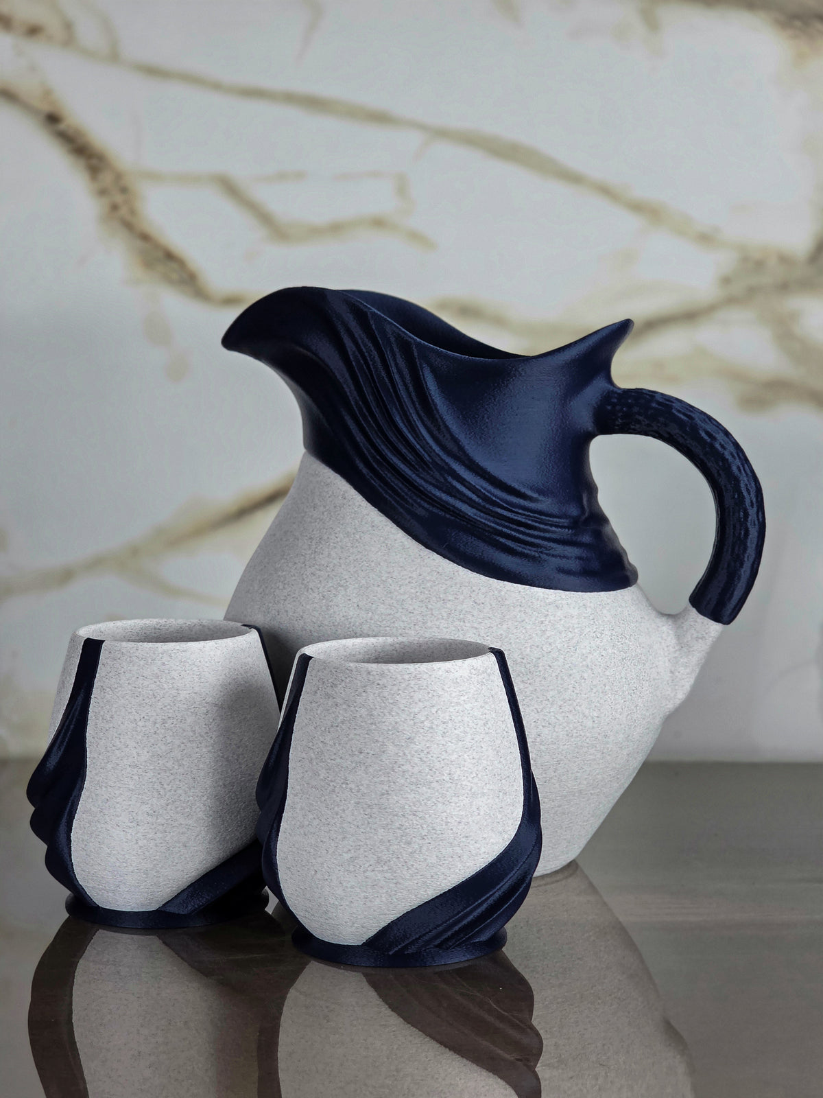 "The Rendezvous Set" Sculptural Pitcher and Lowball Glasses Set Luxury Home Decor Bundle
