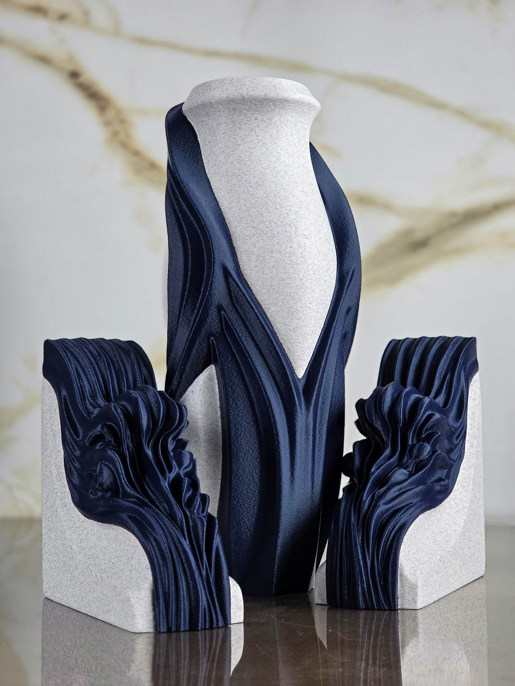 "The Safe Sanctuary Suite" Sculptural Vase and Accent Bookends Accents Bundle