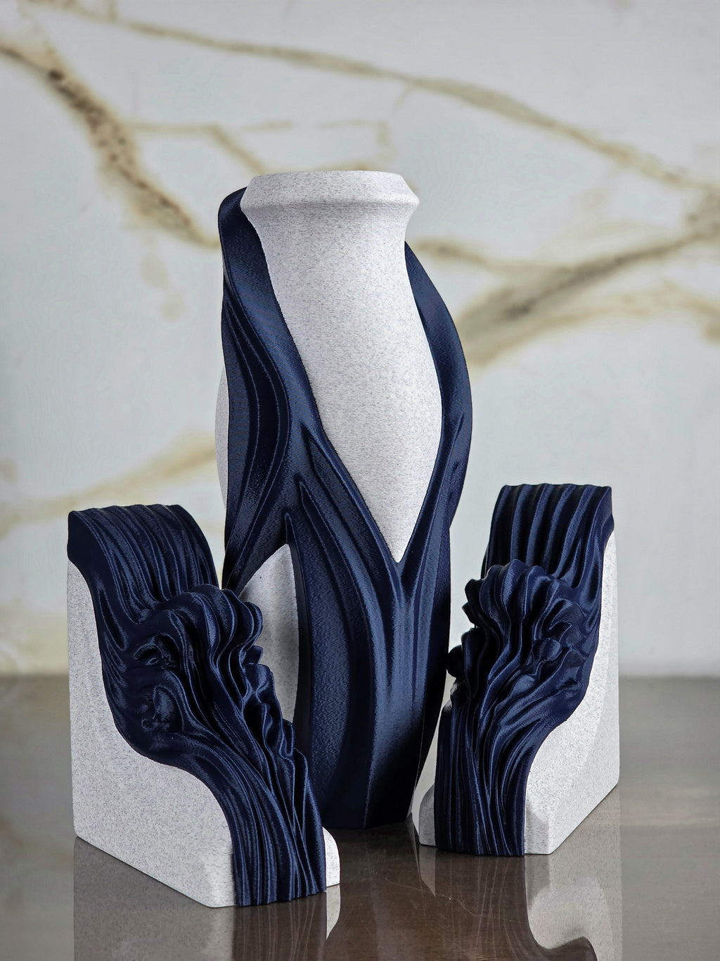 "The Safe Sanctuary Suite" Sculptural Vase and Accent Bookends Accents Bundle