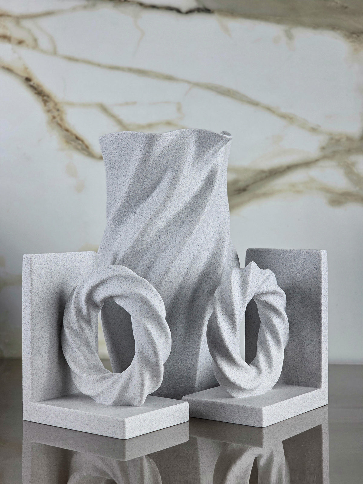 "The Safe Sanctuary Suite" Sculptural Vase and Accent Bookends Accents Bundle